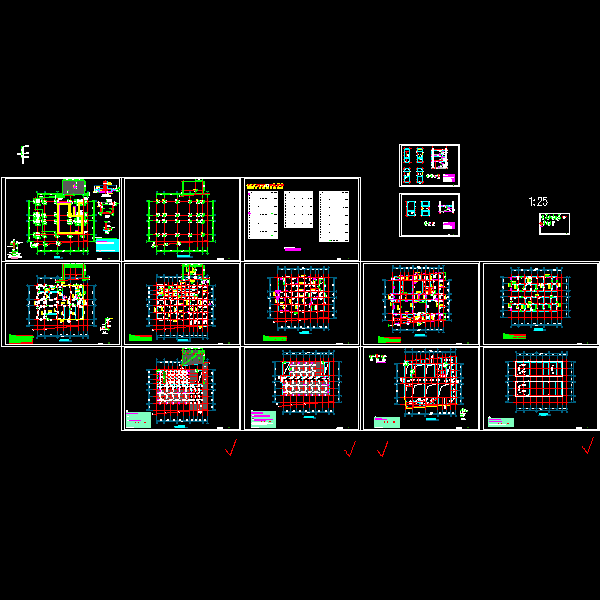 地上3层框架结构艺术中心结构CAD施工图纸(dwg)(丙级独立基础)