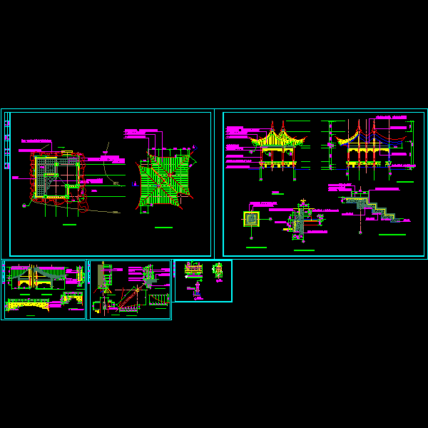 一份中式灰琉璃瓦双亭dwg格式详细设计CAD图纸