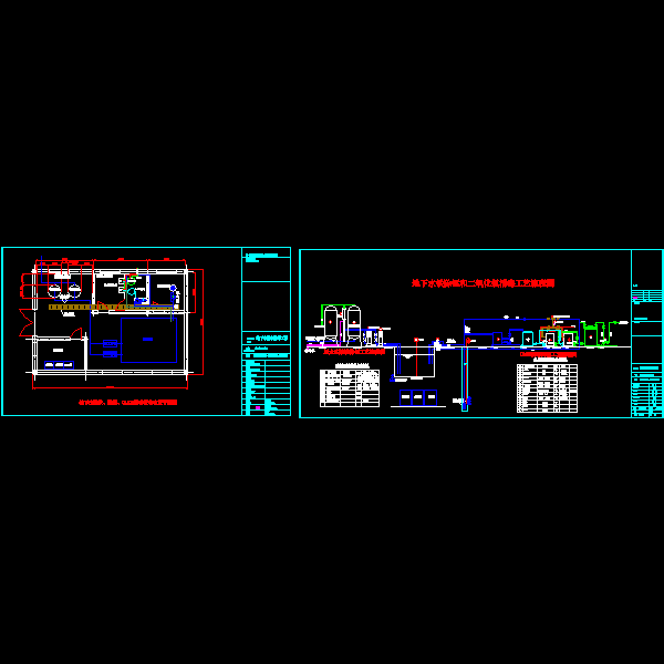 一份下水除铁、除锰、CLO2消毒工艺CAD施工图纸