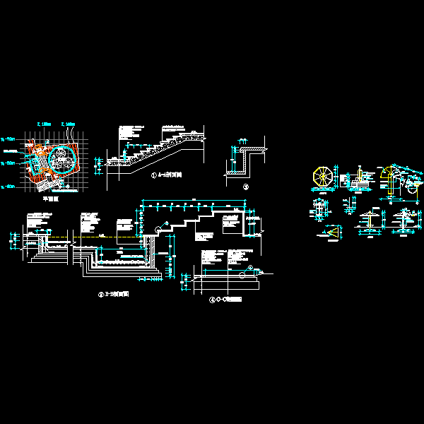[CAD图]水帘亭施工大样(结构平面)(dwg)