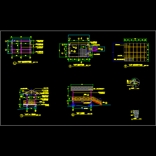 一份双坡水木亭dwg格式施工详细设计CAD图纸(结构平面图)