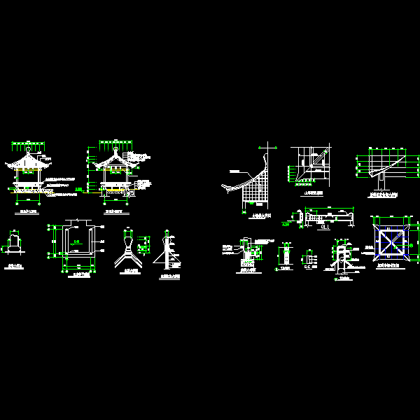 一份四角亭节点大样设计dwg格式CAD图纸