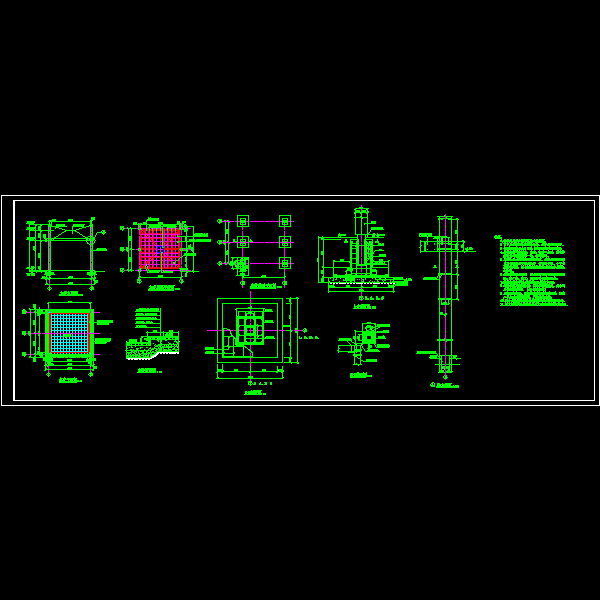 玻璃顶木亭施工CAD详图纸(dwg)