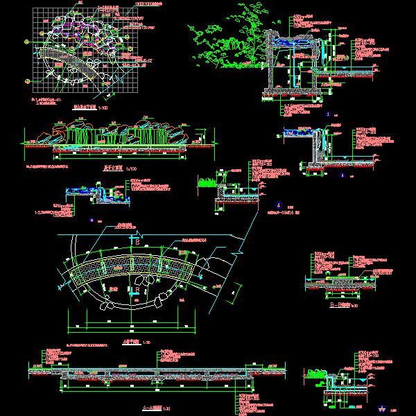 假山跌水节点CAD详图纸(dwg)