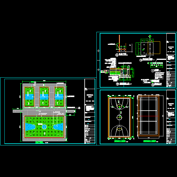 羽毛球场篮球场大样CAD图纸(dwg)