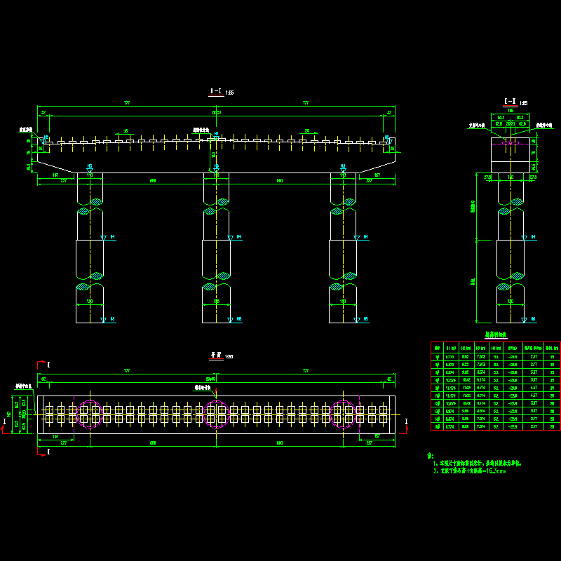 一份20m预制空心板桥墩一般构造节点CAD详图纸设计(dwg)