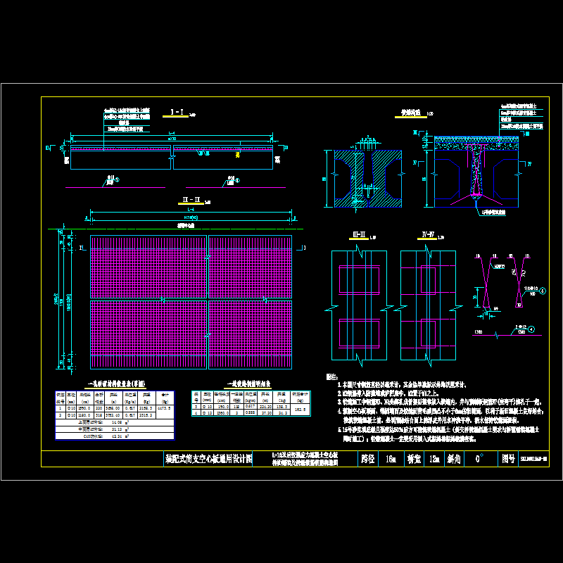 l=16米后张预应力混凝土空心板桥面铺装及铰缝钢筋钢筋构造图（正交）.dwg