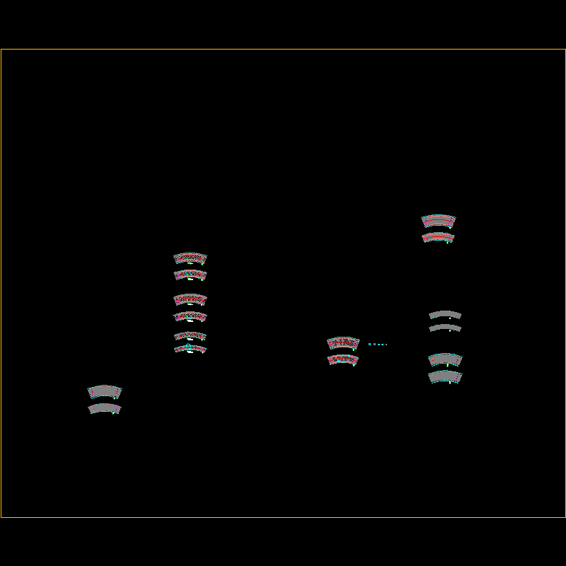 [CAD图]园路石材铺装样式（红色弧线系列）(dwg)