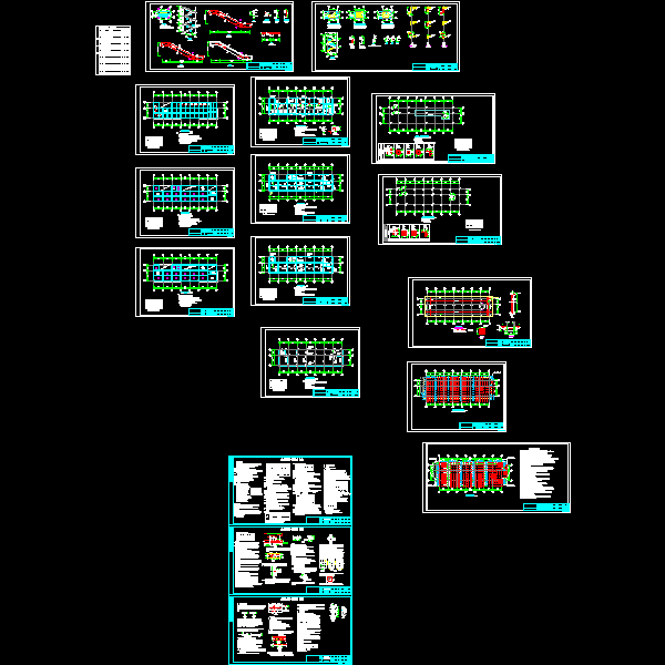 地上3层框架结构商业楼结构CAD施工大样图(dwg)(筏形基础)