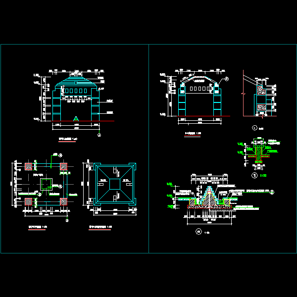 特色景观亭施工大样CAD图纸(dwg)