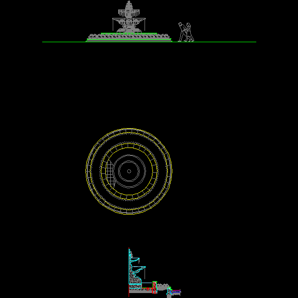 圆形特色水景设计CAD详图纸(dwg)