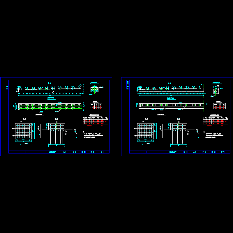 2×10m预应力混凝土简支空心板桥桥墩台支座垫石构造CAD图纸(dwg)