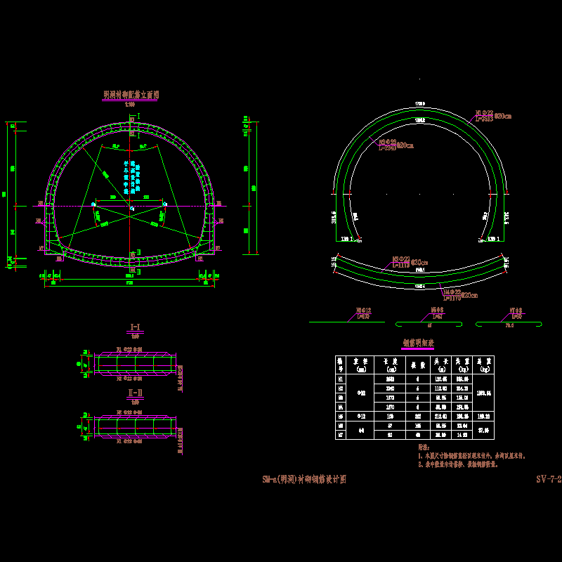 一份复合式衬砌隧道衬砌钢筋节点CAD详图纸设计(dwg)