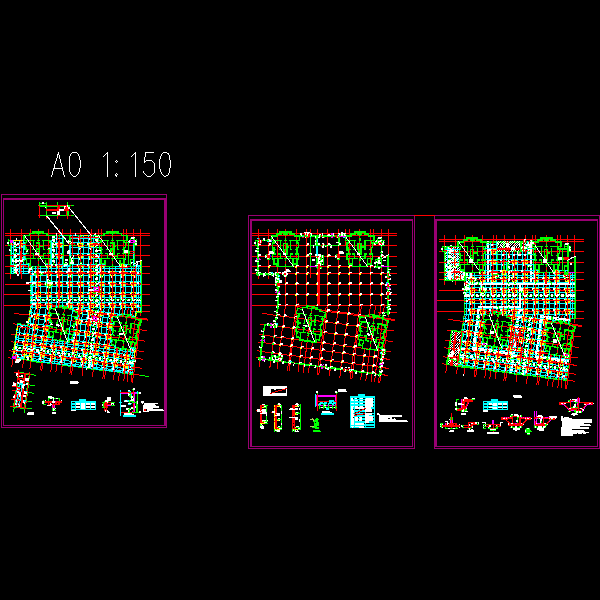 地下车库结构CAD施工图纸(dwg)