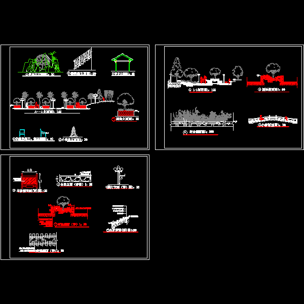 一份树池、台阶等小品CAD节点图纸(垃圾桶)