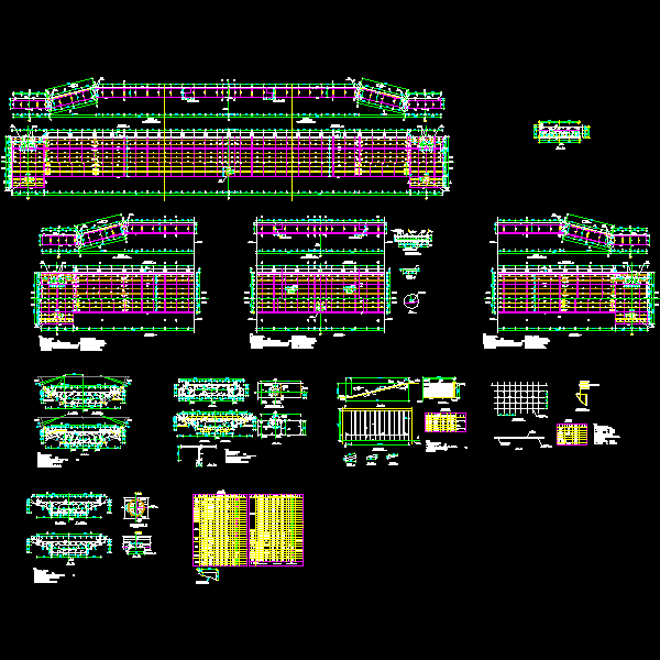一份钢柱人行天桥主桥构造节点详细CAD图纸设计