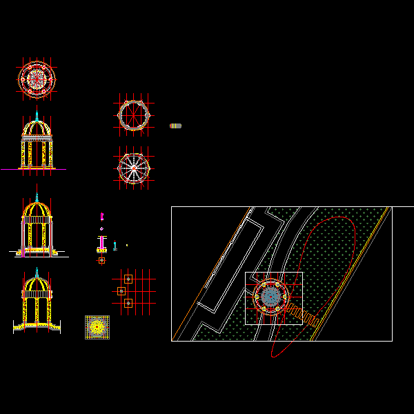 欧式玫瑰亭做法CAD详图纸(平面图)(dwg)