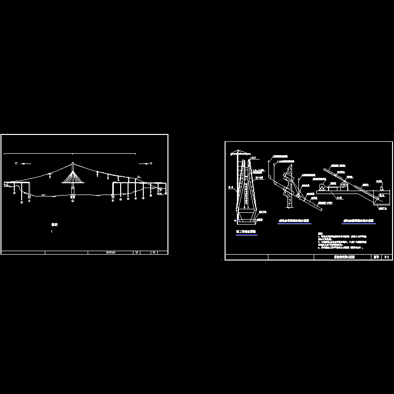 斜拉索安装示意CAD图纸(吊点布置)(dwg)