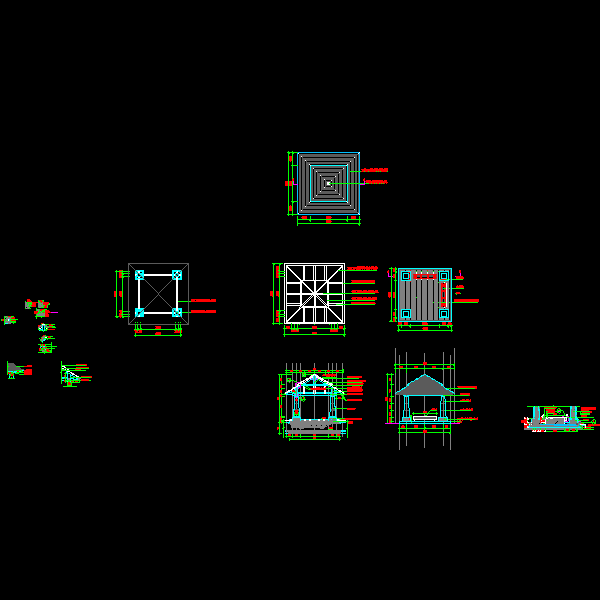 一份休闲景亭详细设计CAD图纸