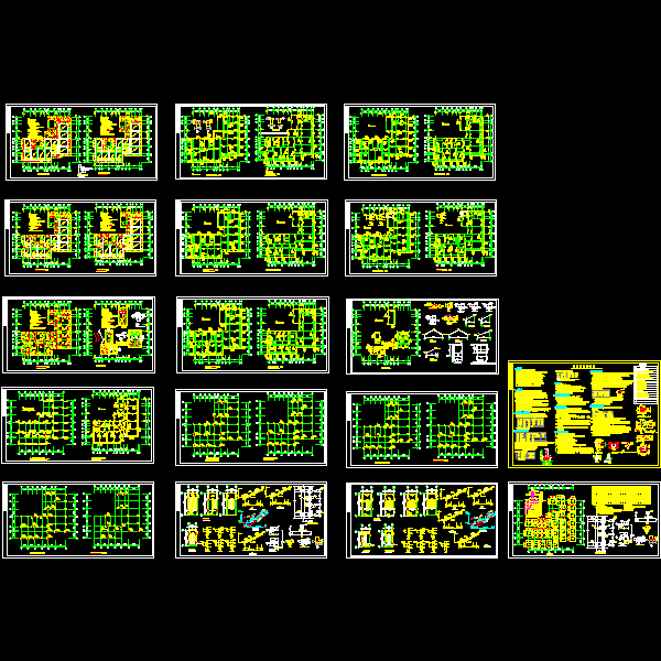 5层框架结构办公楼结构施工方案图纸（dwg格式CAD，17张）