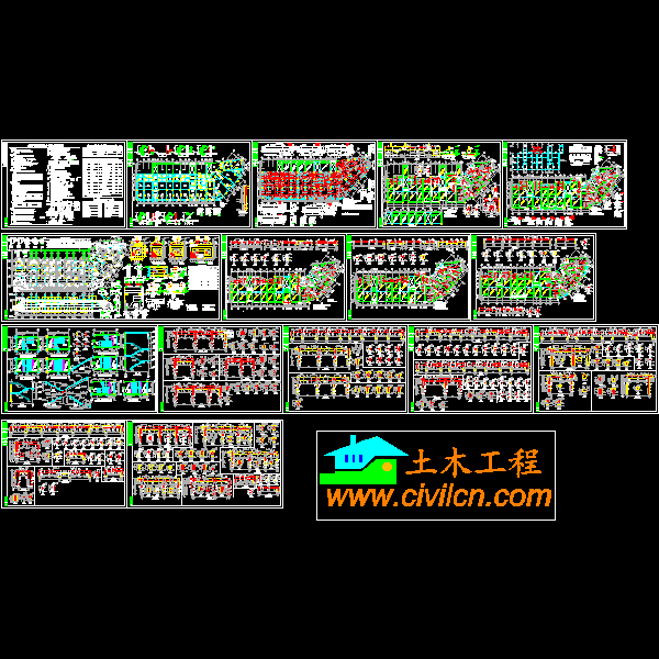 6层办公楼底框结构施工方案图纸（dwg格式CAD，16张）