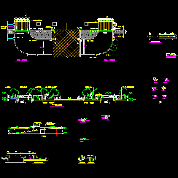 一份特色滨水景墙dwg格式施工详细设计CAD图纸