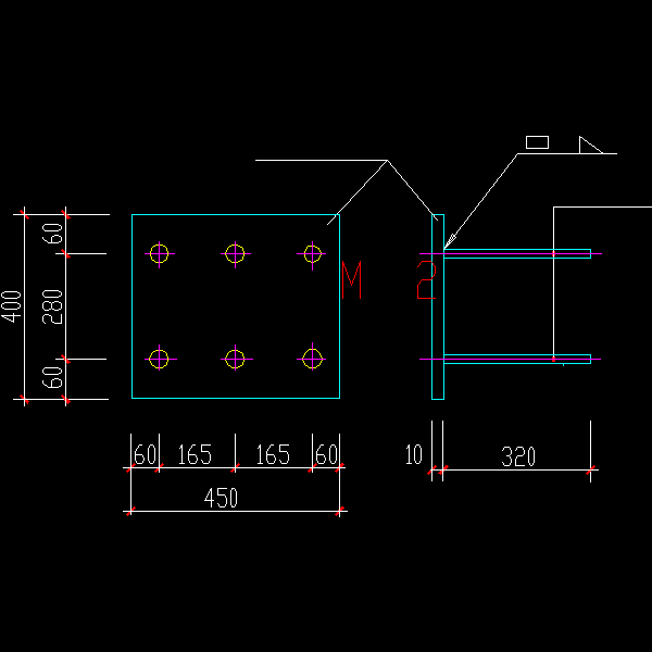 一份牛腿预埋铁节点构造详细设计CAD图纸（1）
