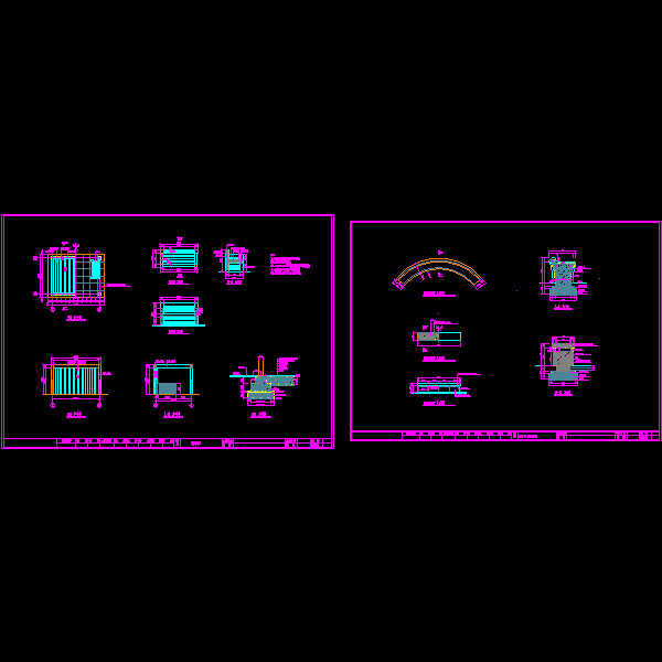 三种坐凳施工CAD详图纸(dwg)