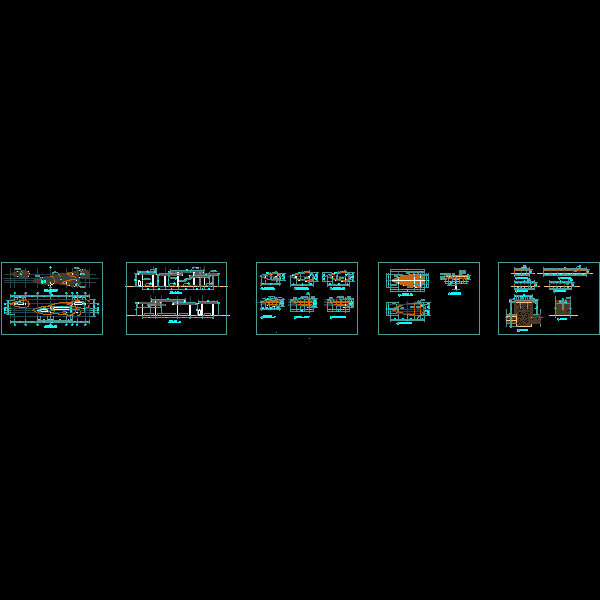 特色景观廊施工CAD详图纸(屋顶平面图)(dwg)