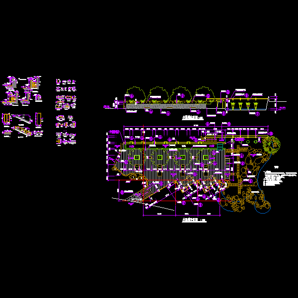 水景墙及木平台节点CAD详图纸(dwg)