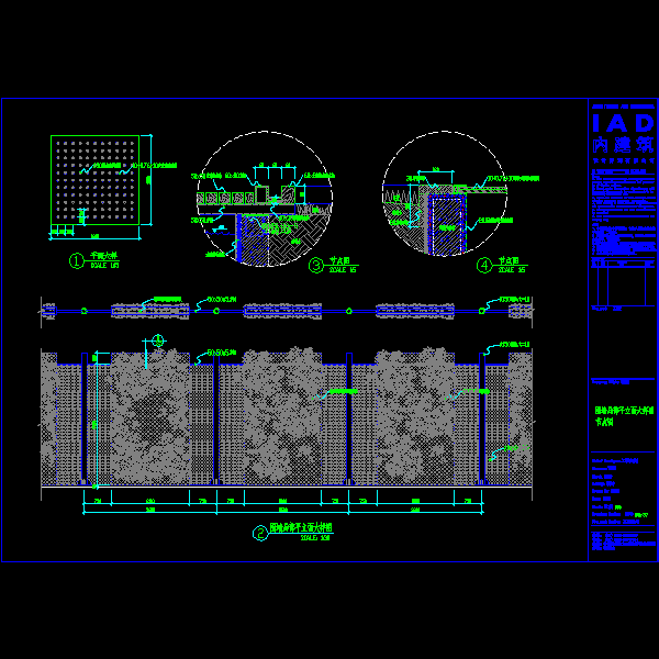 覆绿色植物围墙施工大样CAD图纸(dwg)