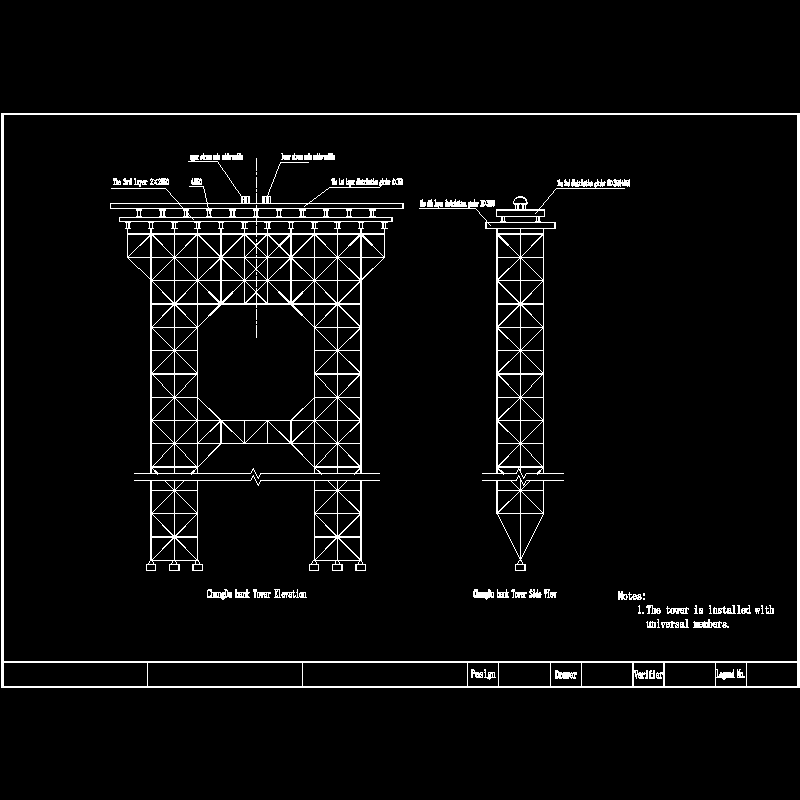 桥梁吊装索塔布置CAD图纸(dwg)