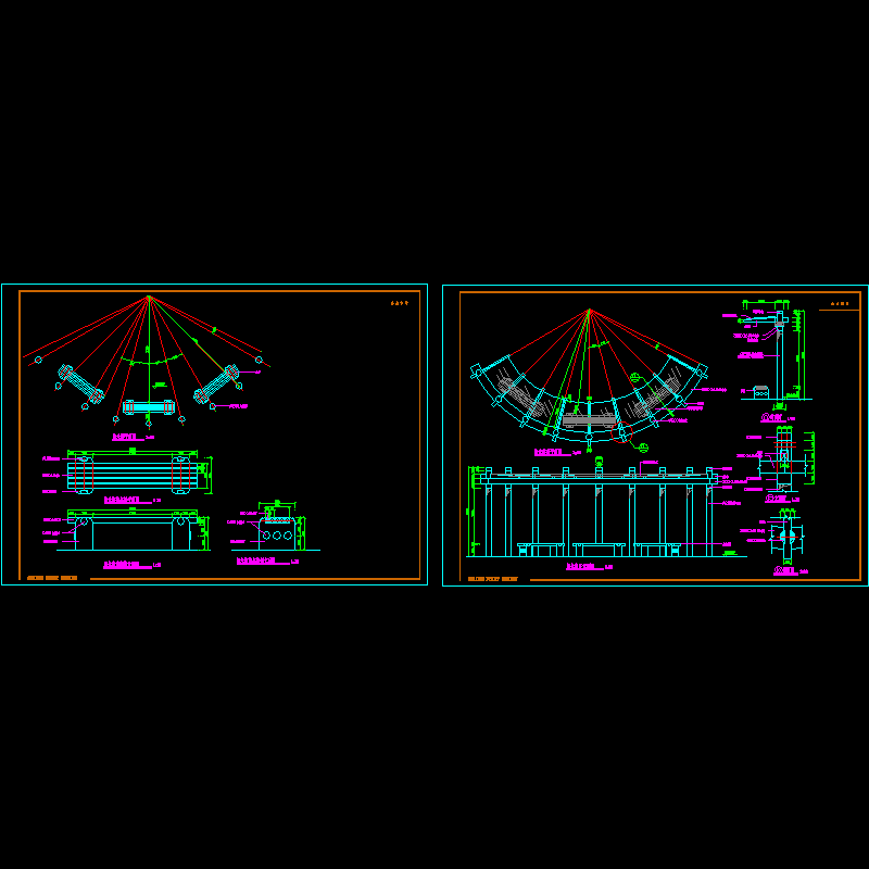 玻璃顶阳光廊施工CAD详图纸(dwg)