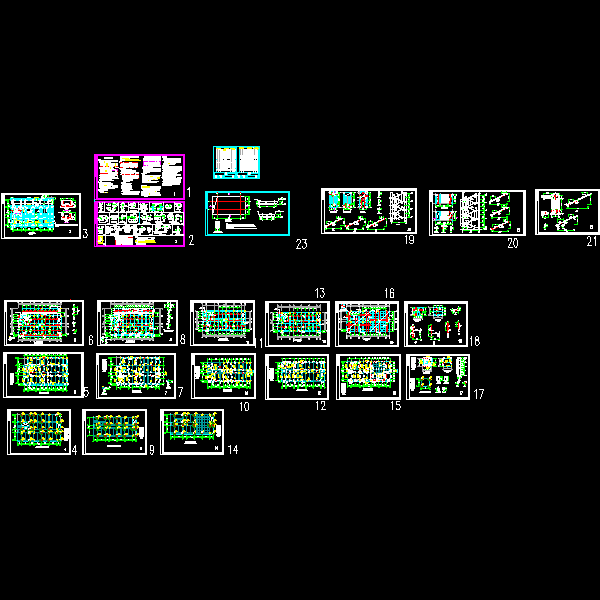 6层框架结构教学楼结构施工方案图纸（dwg格式CAD、23张）(丙级条形基础)