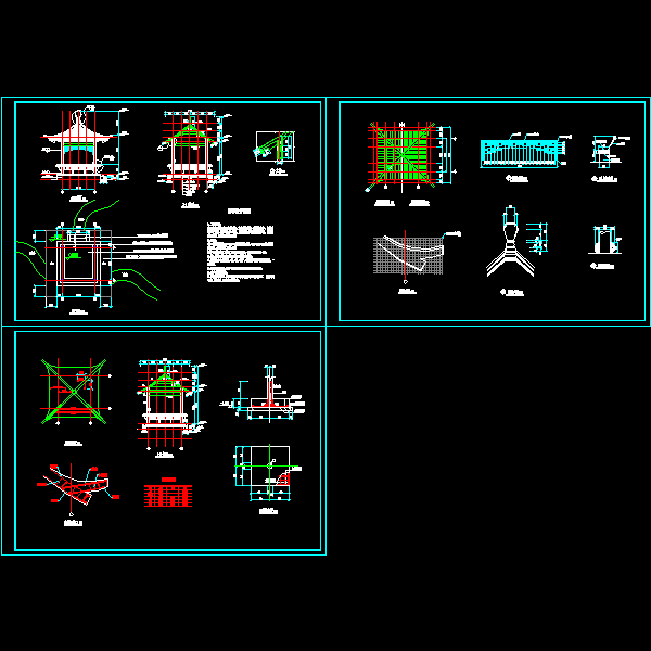 一份中式风格古典亭施工设计dwg格式详细图纸(屋顶CAD平面图)