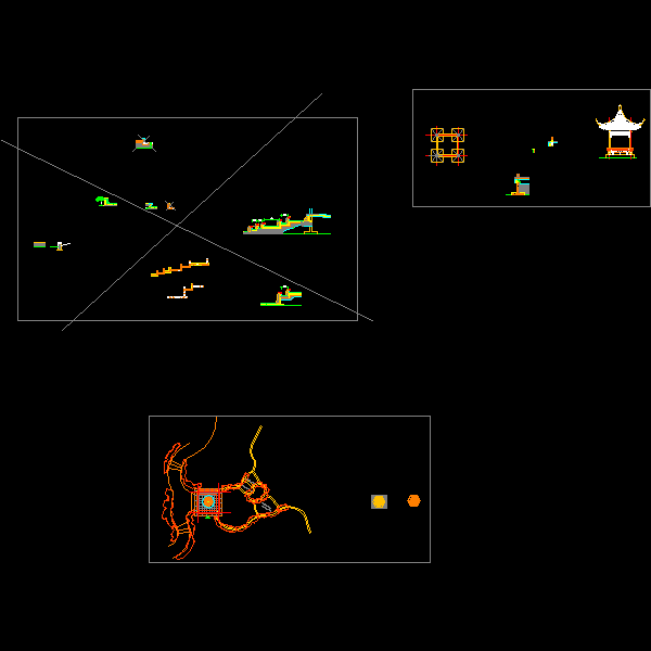 四角景观亭施工CAD详图纸(dwg)