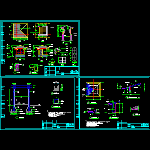 小区门房景观建筑CAD详图纸(dwg)