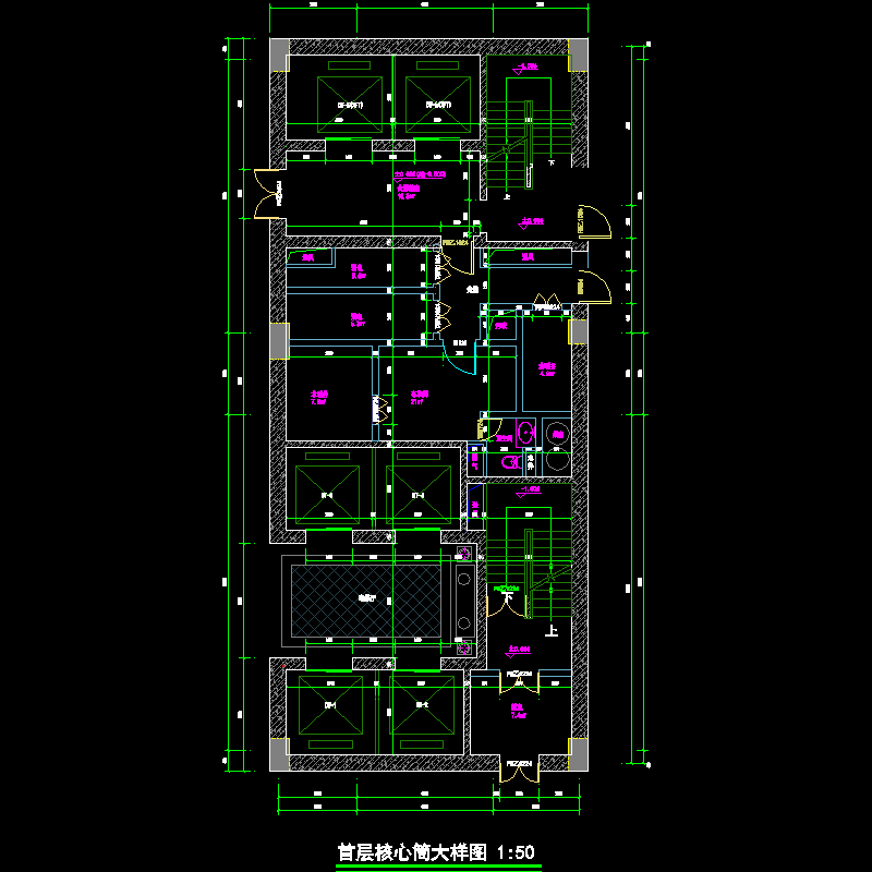 [CAD图]五星级酒店核心筒节点大样(dwg)