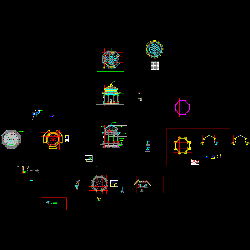 景观细部CAD施工大样图|高端景观亭一结构CAD施工大样图(dwg)