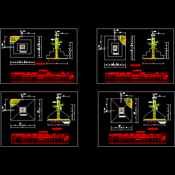 一份独立柱基填表大样节点构造详细设计CAD图纸
