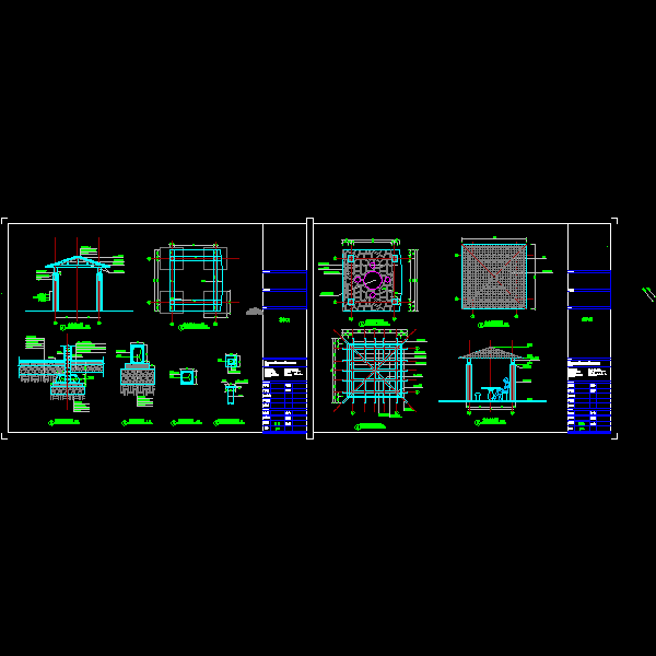 四角木亭施工CAD详图纸(基础平面图)(dwg)