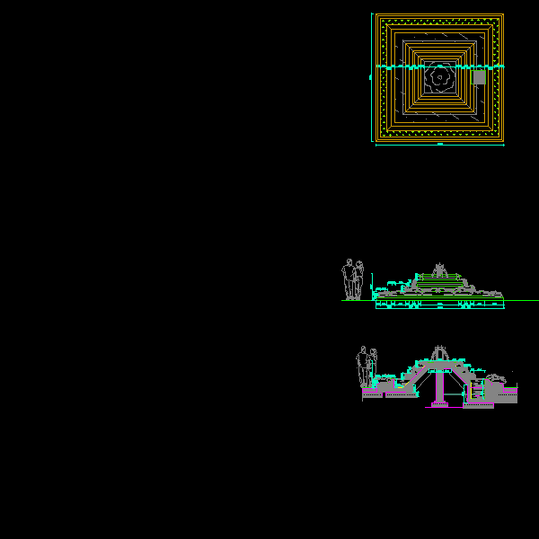 入口喷泉做法CAD详图纸(平面图)(dwg)