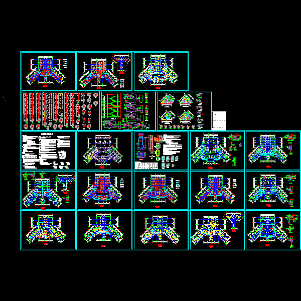 5层办公楼不规则平面结构施工方案图纸（dwg格式CAD）(丙级桩基础)