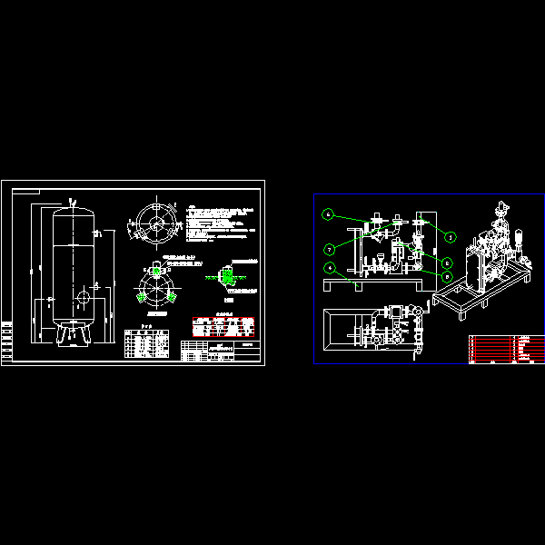 一份组合式换热机组及压缩空气储罐CAD大样图纸