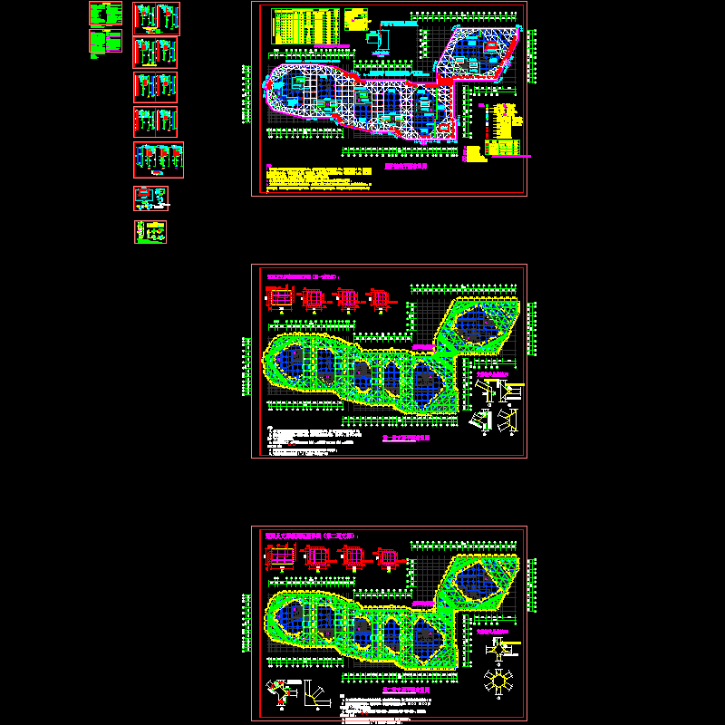 软土地区超大基坑围护CAD施工图纸（排桩内支撑）(dwg)