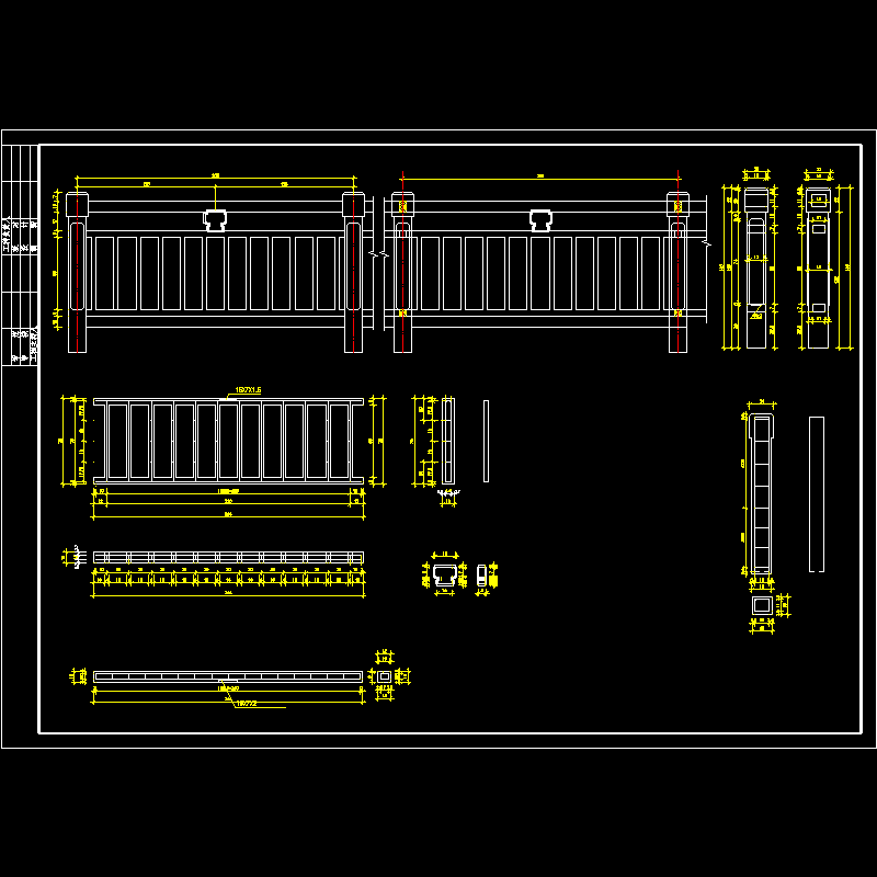 桥梁栏杆节点构造CAD详图纸(dwg)