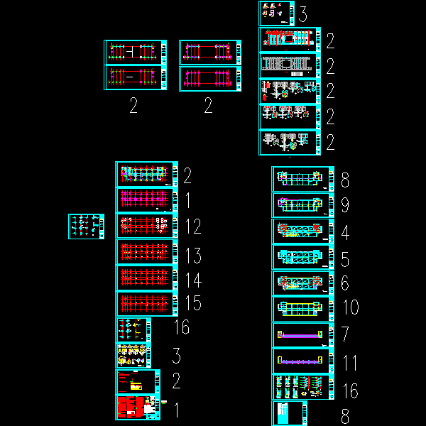 4层框架结构教学楼结构CAD施工图纸(dwg)(7度抗震)(丙级桩基础)
