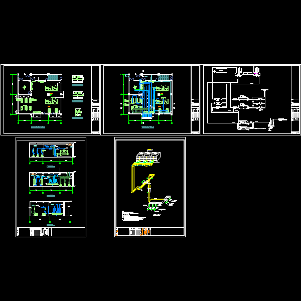 一份冷冻机房的平面、断面、流程及系统CAD图纸