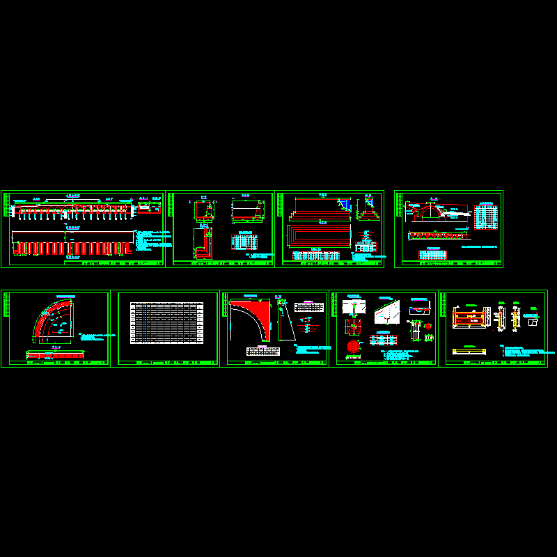 17孔钢筋混凝土拱桥设计CAD图纸(dwg)