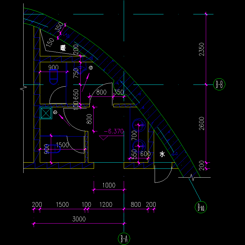 5层大剧院建筑卫生间大祥CAD图纸(dwg)